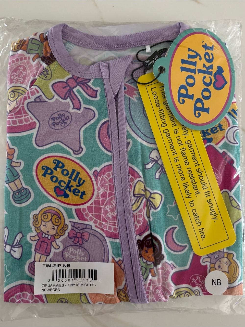 Tiny is Mighty Polly Pocket Newborn Zip Jammies